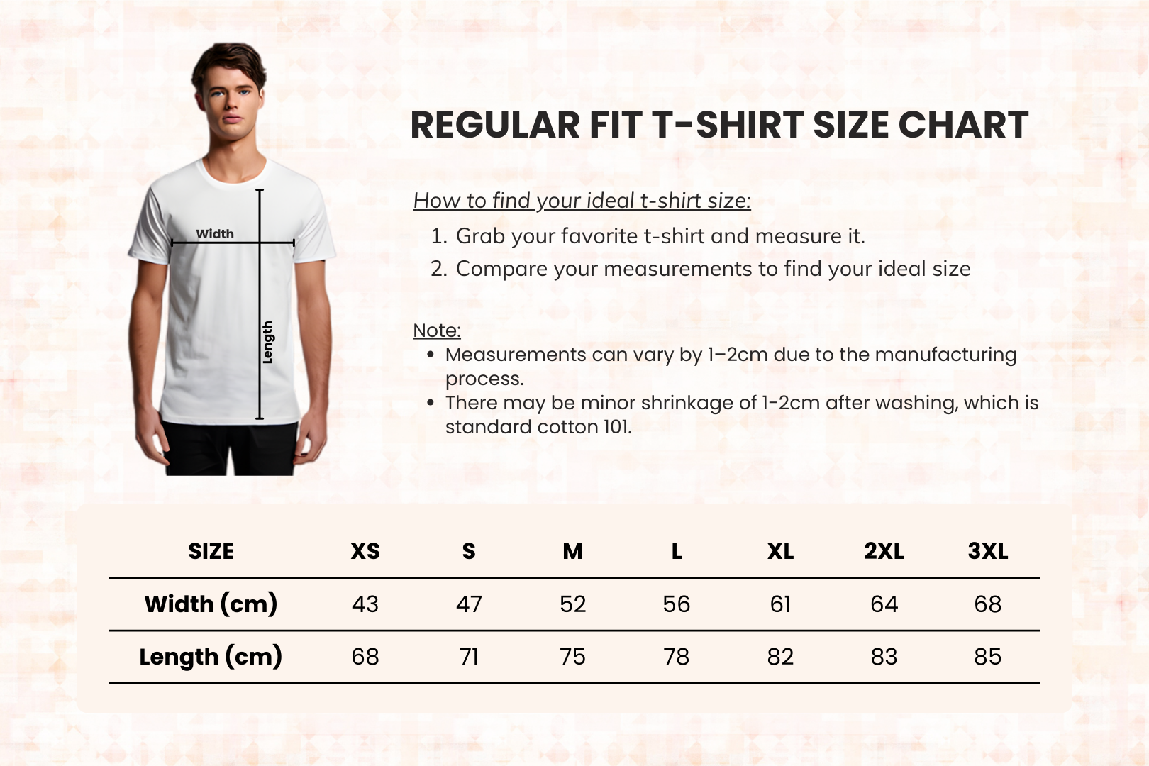 Regular T-shirt Size Chart